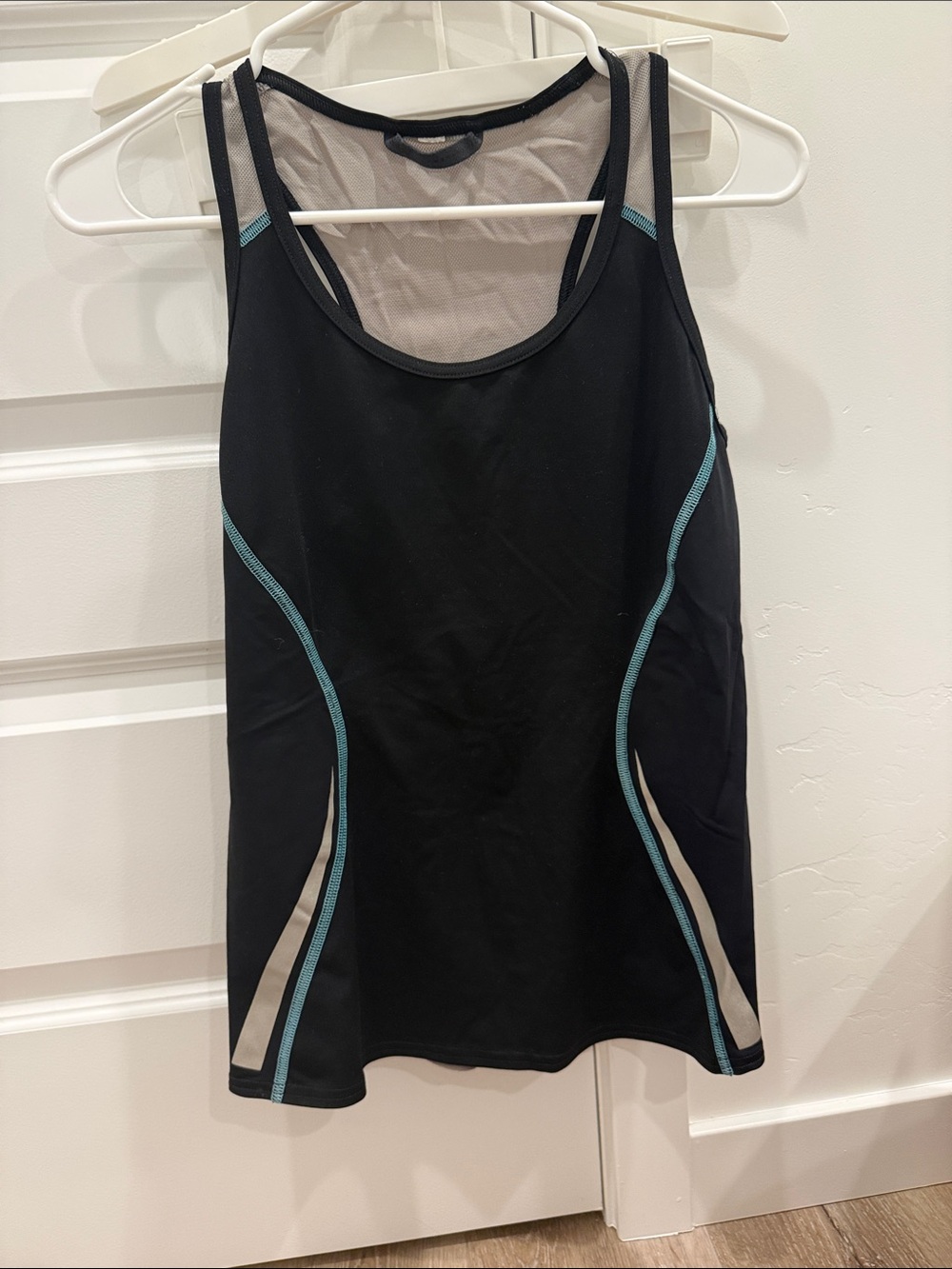 Lucy Black Tank with Teal and Light Gray Accents